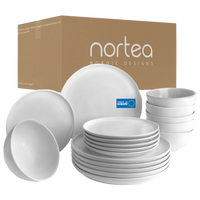 nortea – Nordisches Design Geschirrset weiß matt, für 6 Personen, 18-tlg, mit organischen Formen, nachhaltig hergestellt in Portugal
