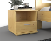 Nobis Kiefer Massivholz Nachttisch Nachtschrank | 1-Schublade und 1 Regal | 100% Bio Kiefer