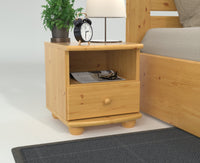 Claudia Kiefer Massivholz Nachttisch Nachtschrank | 1-Schublade und 1 Regal | 100% Bio Kiefer