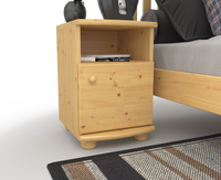 Claudia Kiefer Massivholz Nachttisch Nachtschrank | 1-Regal | 1-Türig | 100% Bio Kiefer