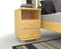 Claudia Kiefer Massivholz Nachttisch Nachtschrank | 2-Schubladen und 1 Regal | 100% Bio Kiefer