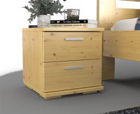 Nobis Kiefer Massivholz Nachttisch Nachtschrank | 2-Schubladen | 100% Bio Kiefer