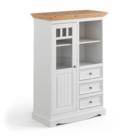 Bologna Elegante Massivholz Kiefer Glasvitrine 1.3 | Farbe Weiß - Kiefer