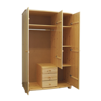 Claudia Hotel Kleiderschrank Bio Kiefer | 3 Türen | 3 Schubladen | Regalböden aus massivem Holz