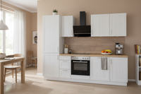 GEBA Landhaus-Küchenzeile  – vormontiert mit oder ohne E-Geräten, in drei Größen inklusive Nischenrückwand & LED-Beleuchtung