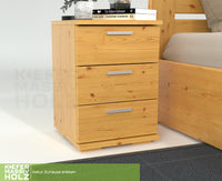 Nobis Kiefer Massivholz Nachttisch Nachtschrank | 3-Schubladen | 100% Bio Kiefer