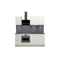 GEBA vormontierte Komplett-Küchenzeile 210 cm mit Einbaugeräten: Backofen, Kochfeld, Geschirrspüler & Spüle