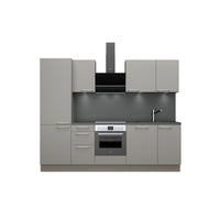 GEBA vormontierte Komplett-Küchenzeile 270cm mit Einbaugeräten: Backofen, Einbau-Kühlschrank, Kochfeld, Geschirrspüler & Spüle